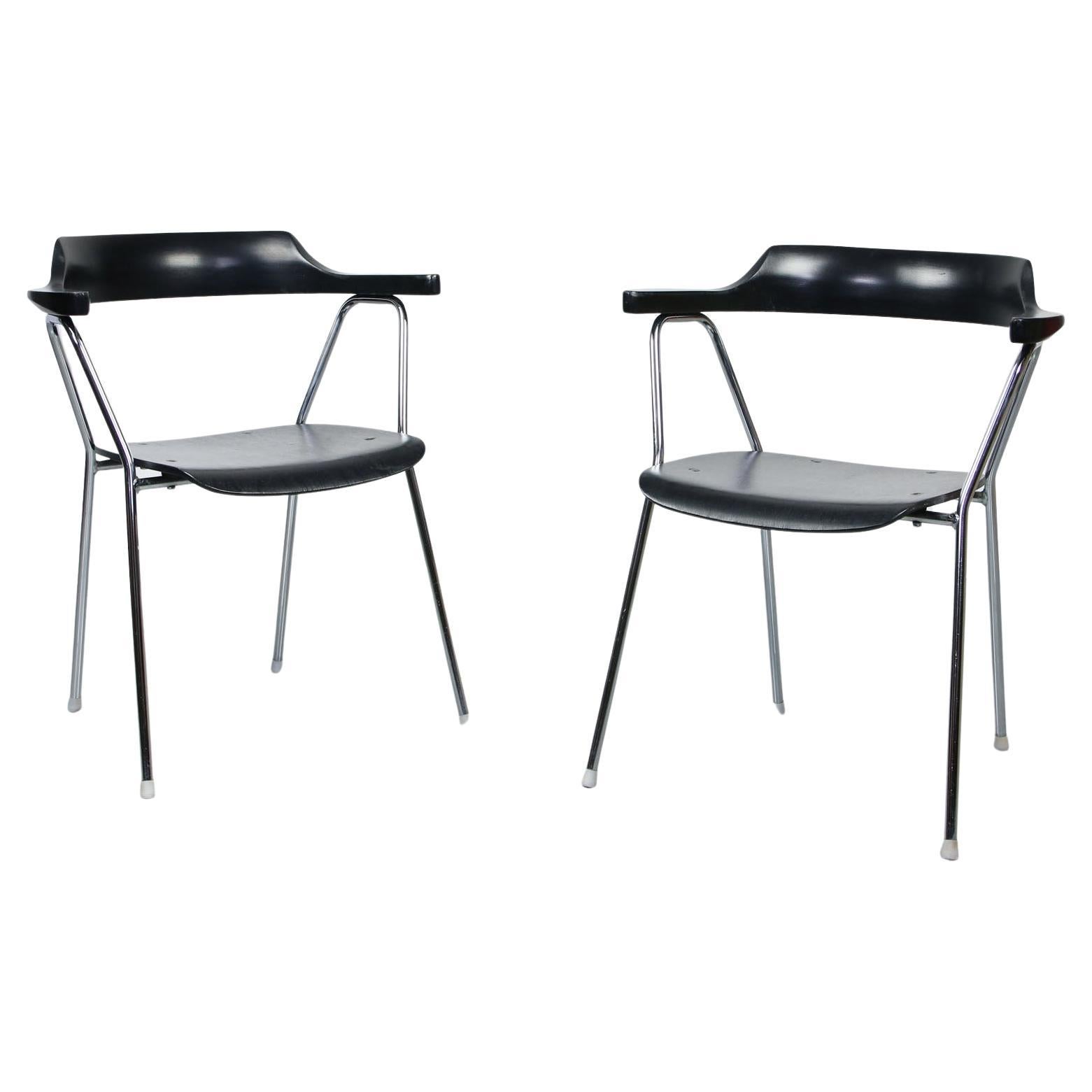 Vintage Black 4455 Dining Chairs by Niko Kralj, Set of 2 For Sale