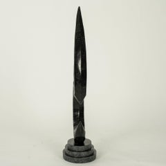 Vintage Black Abstract Tessellated Stone Sculpture