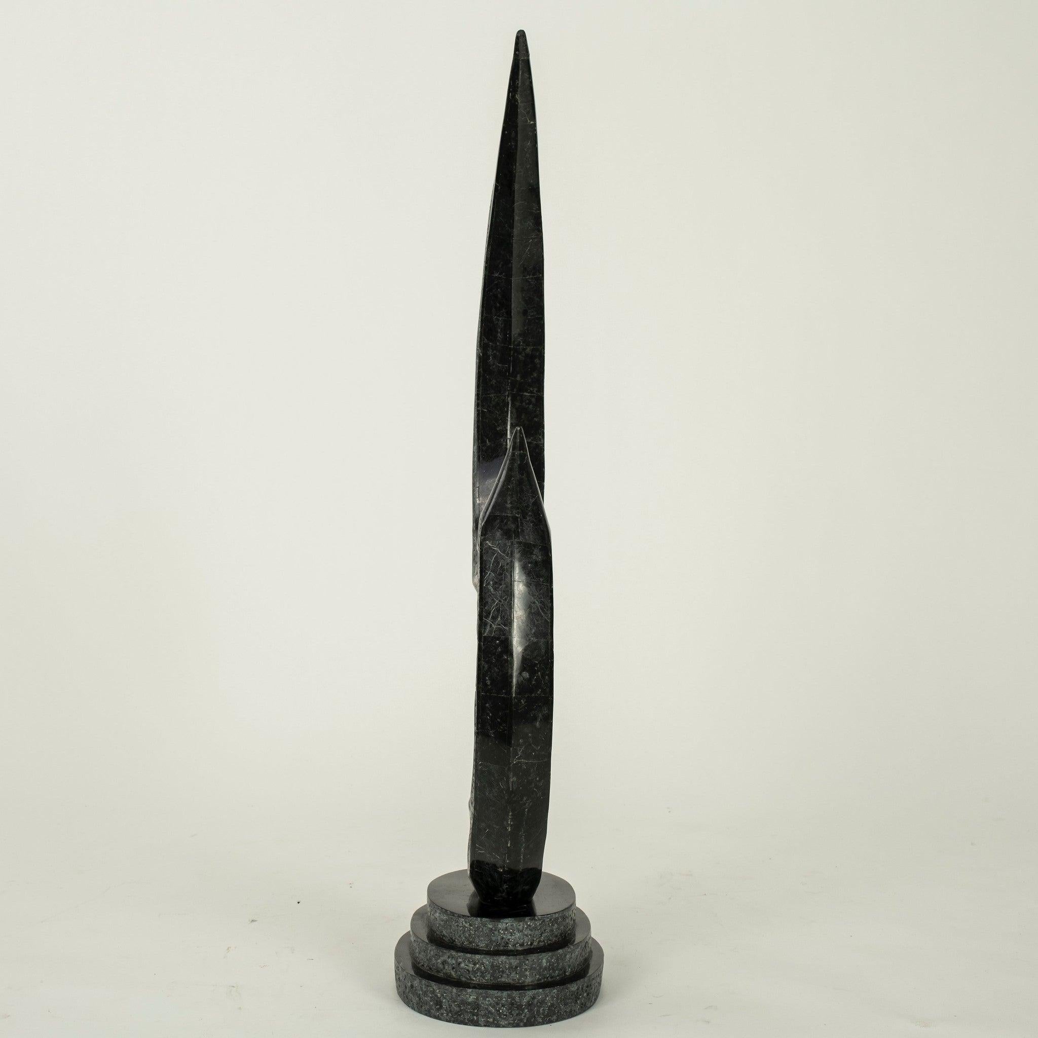 Scultura astratta nera vintage in pietra tessellata In condizioni buone in vendita a Houston, TX