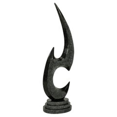 Vintage Black Abstract Tessellated Stone Sculpture