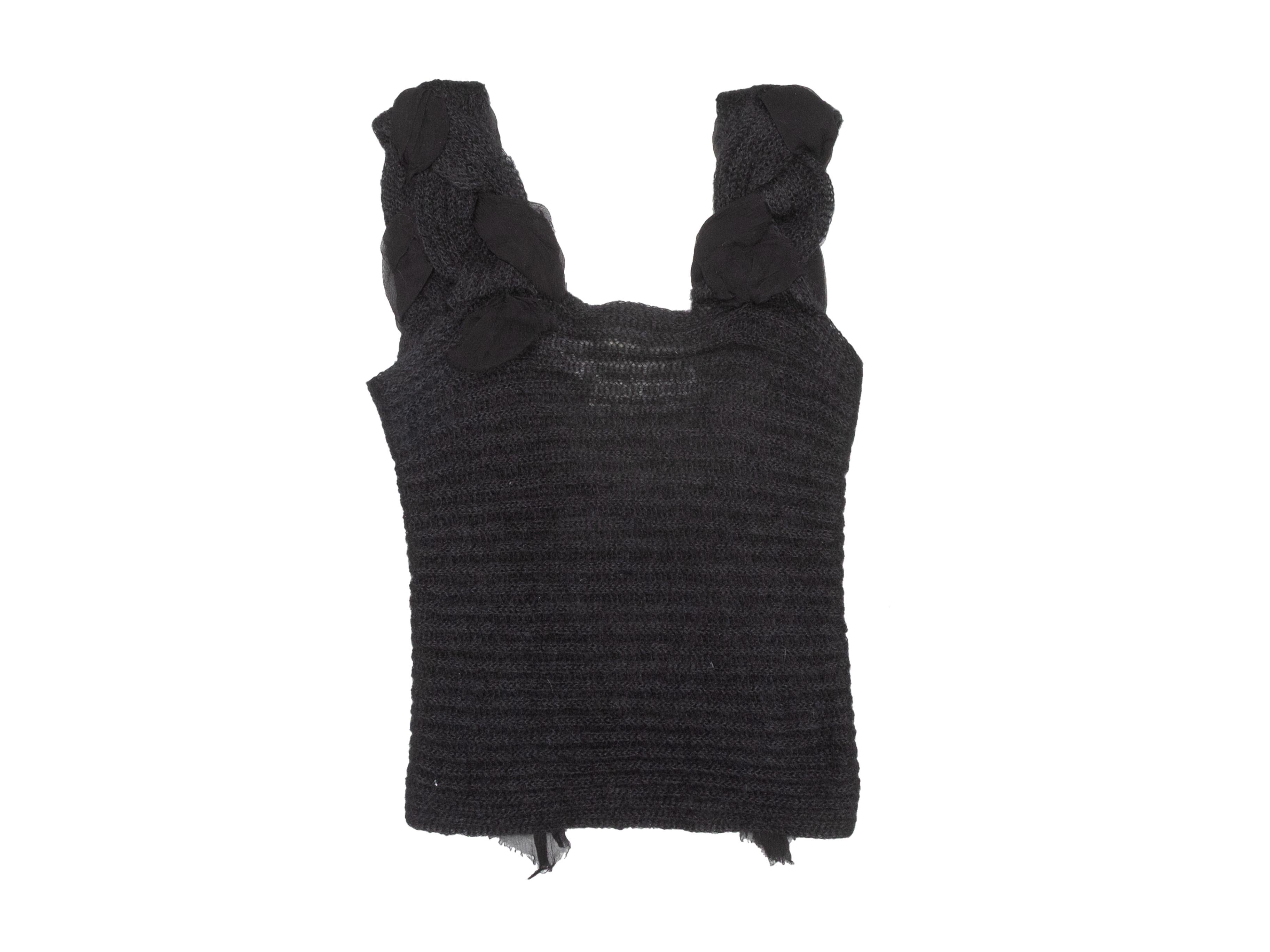 Vintage Black Adam Jones Mohair Braided Knit Tank Top Size US M In Good Condition For Sale In New York, NY