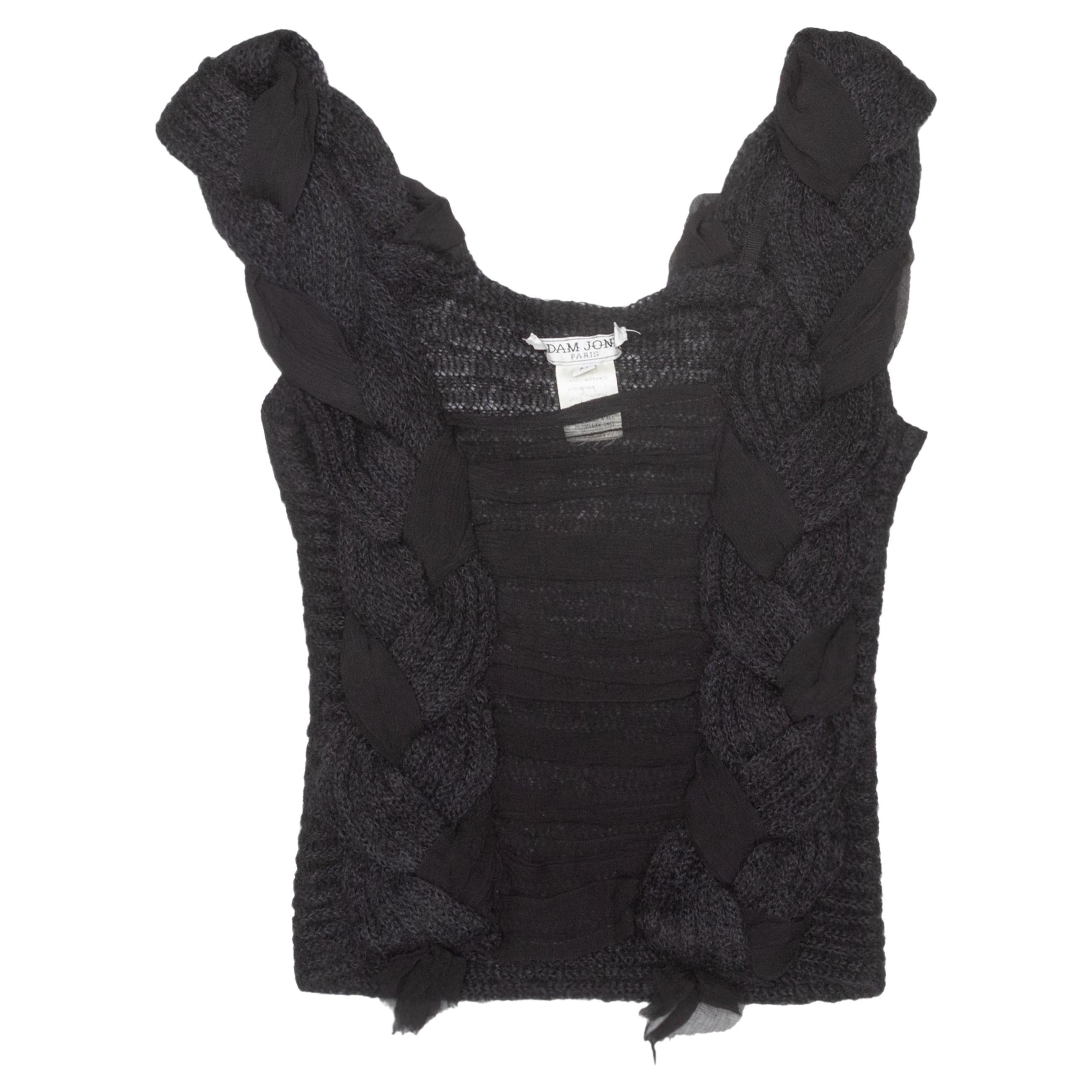 Vintage Black Adam Jones Mohair Braided Knit Tank Top Size US M For Sale