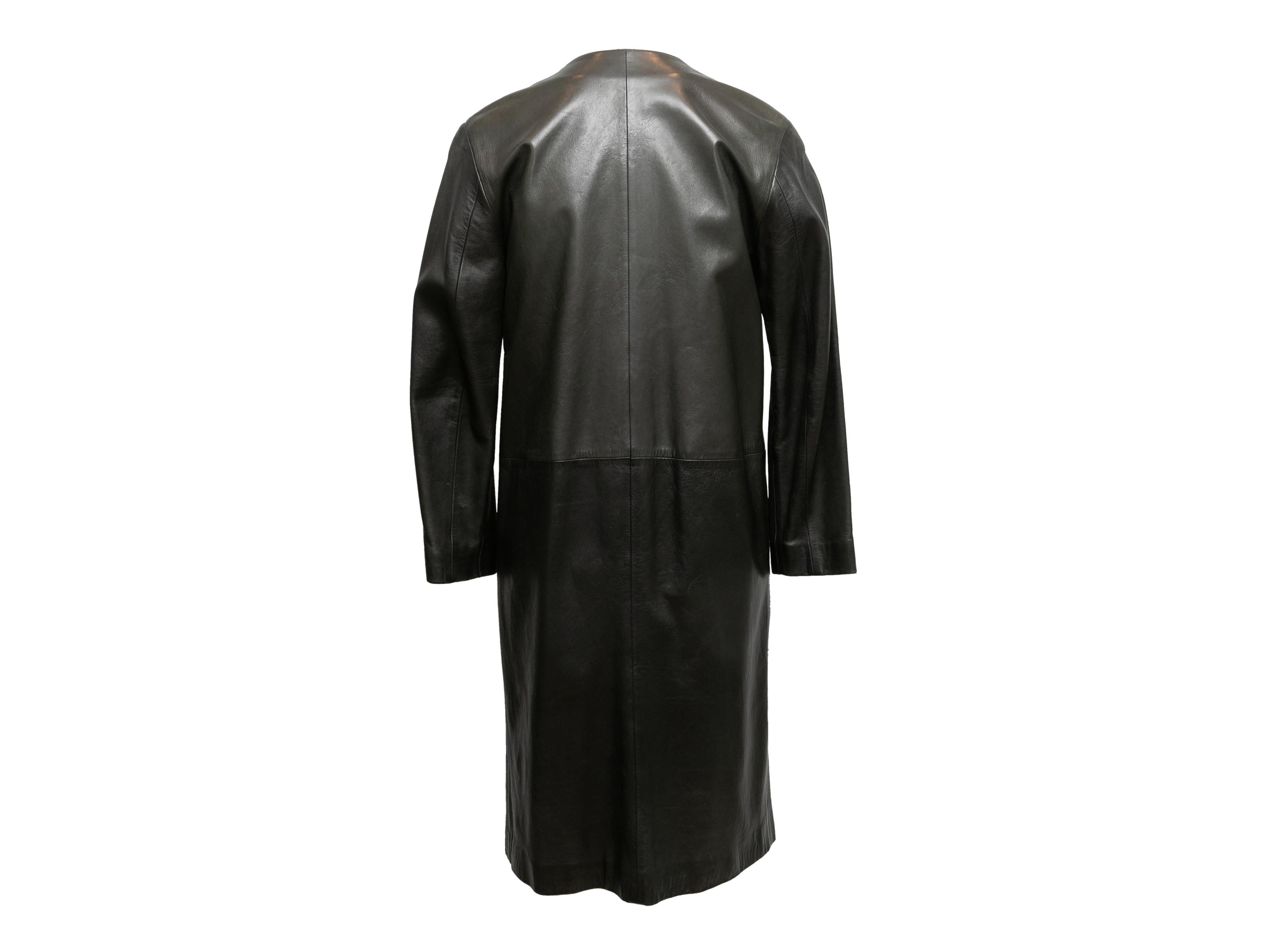 Vintage Black Agnes B. Leather Coat Designer Size 1 In Good Condition In New York, NY