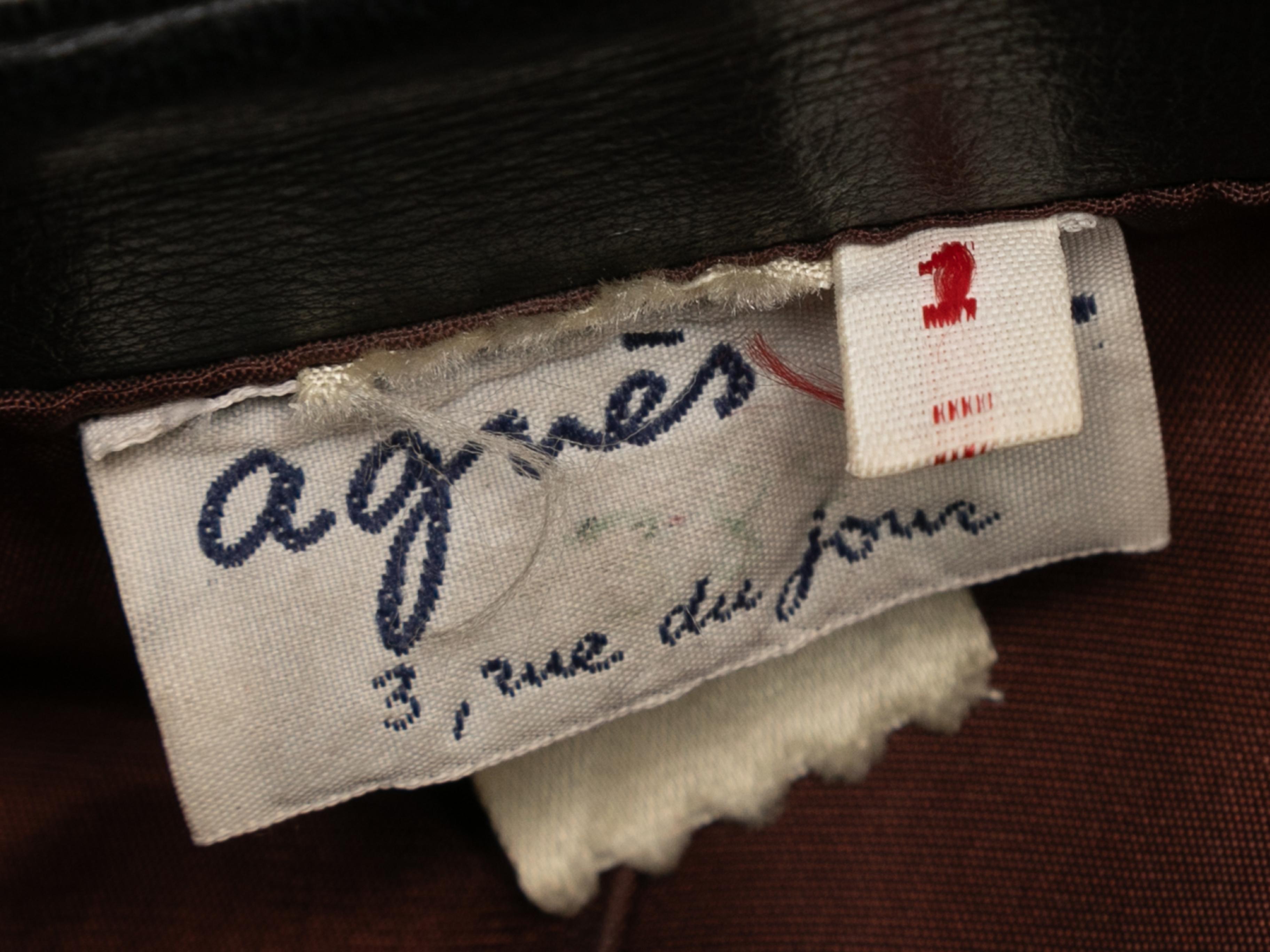 Vintage Black Agnes B. Leather Coat Designer Size 1 2