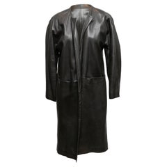 Vintage Schwarz Agnes B. Ledermantel Designer Größe 1