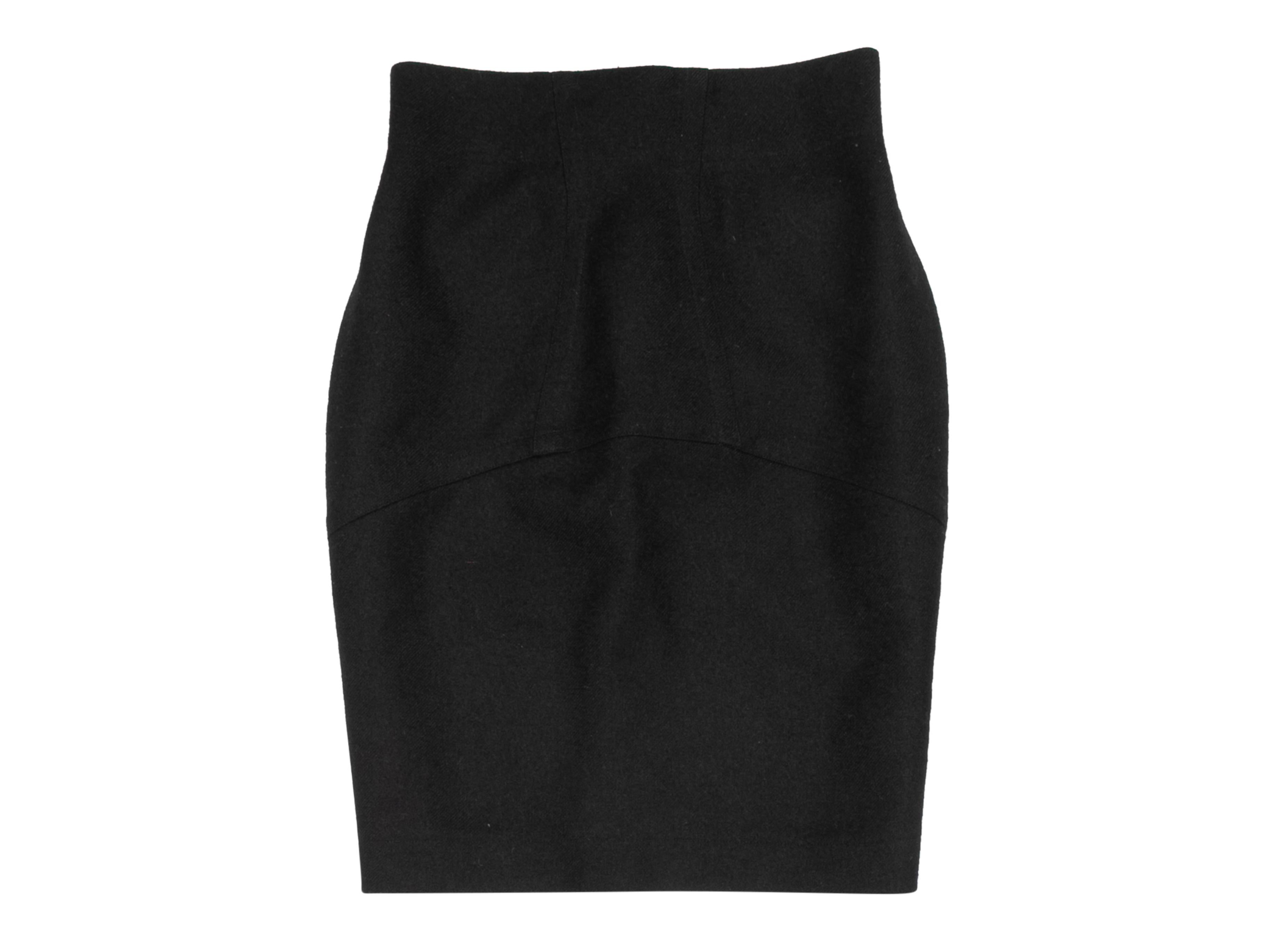 Vintage Black Alaia Wool Pencil Skirt Size US XS/S In Good Condition For Sale In New York, NY