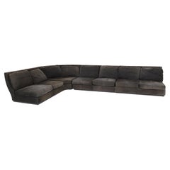 Retro Black Alcantara Corner Sofa