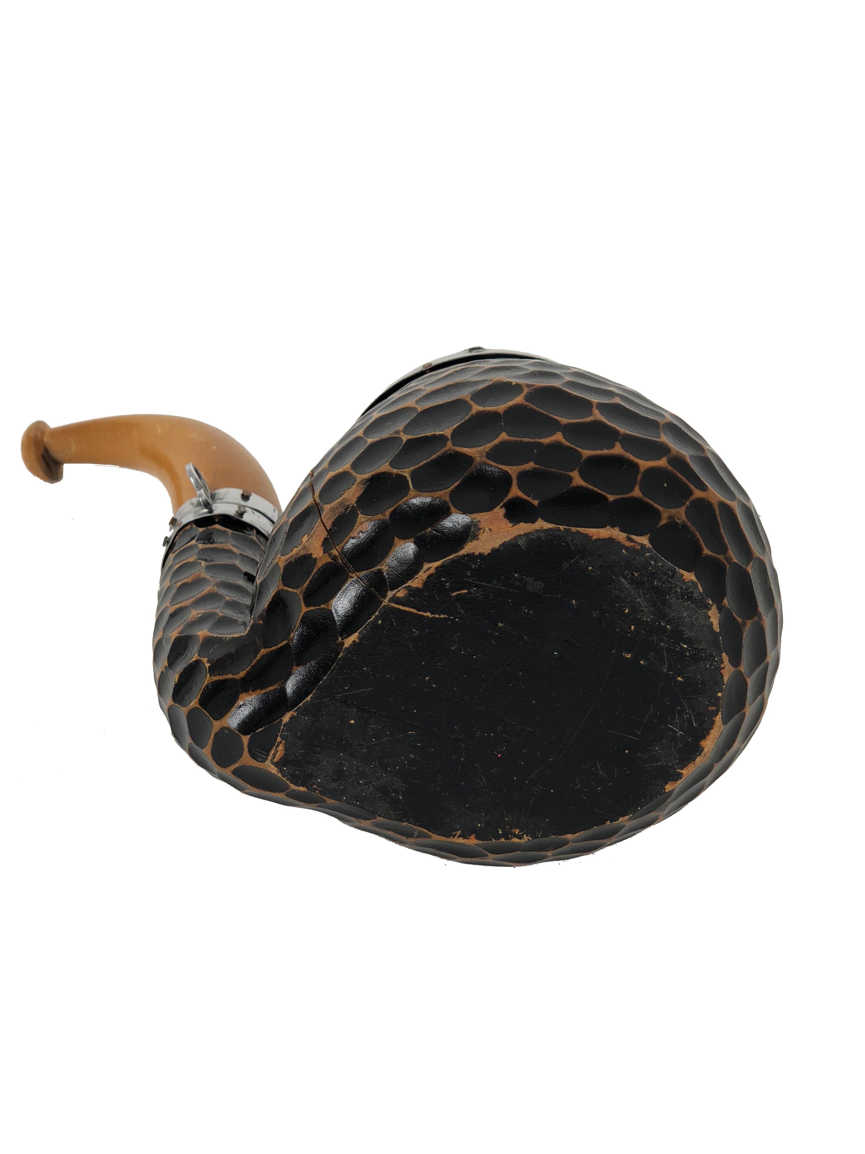 Metal Vintage Black Aldo Tura Tobacco Wood and Brass Pipe, 1940s, Italy