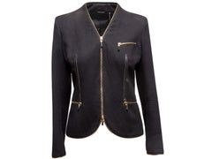 Vintage Black Alexander McQueen 2003 Virgin Wool Zip Jacket Size IT 42