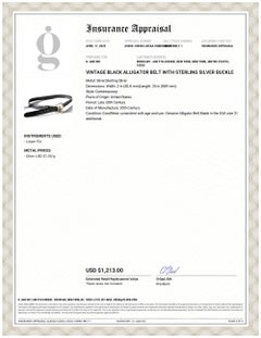 Vintage Black Alligator Belt with Sterling Silver Buckle