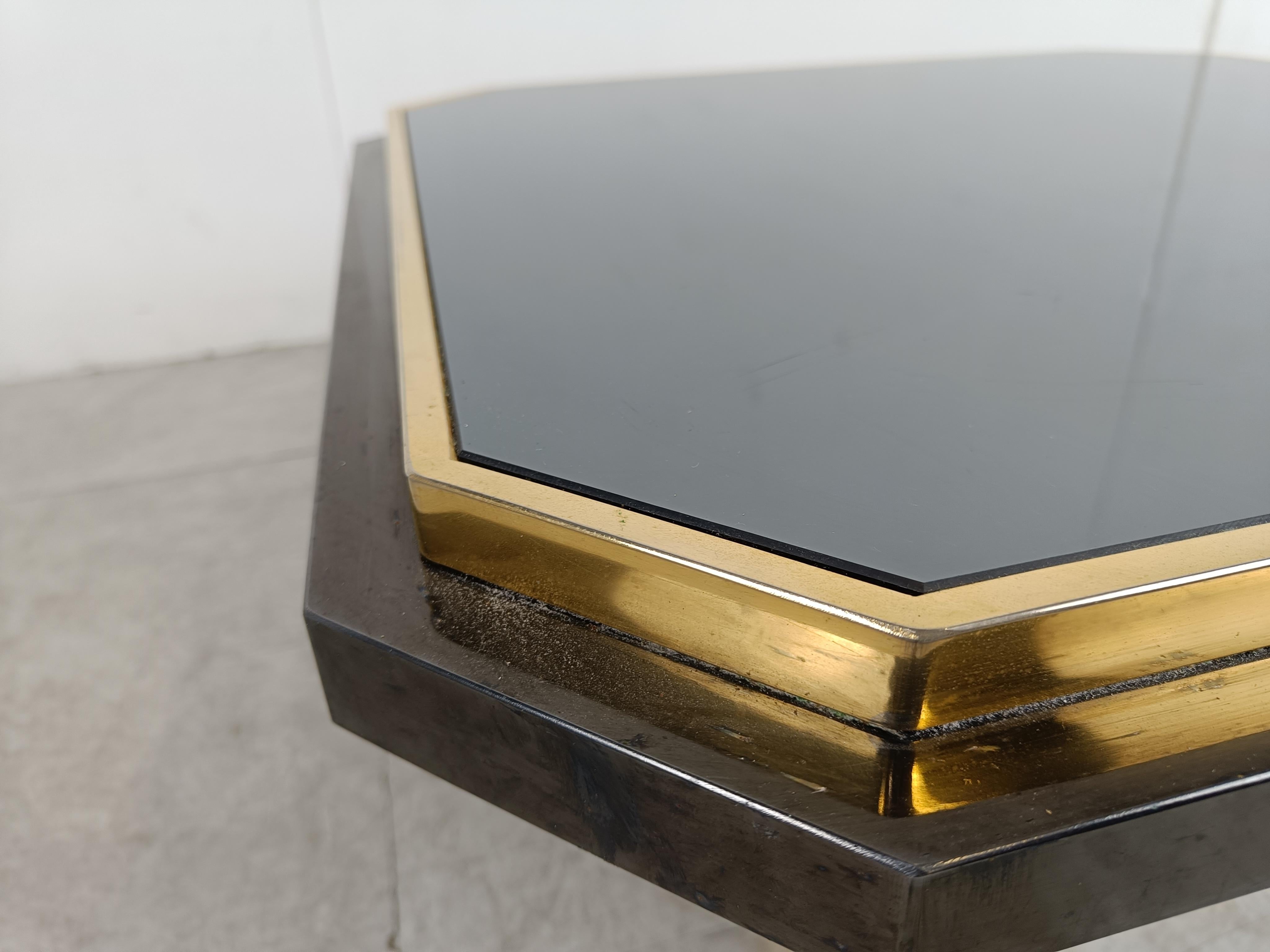 Vintage black and brass coffee table, 1970s For Sale 3