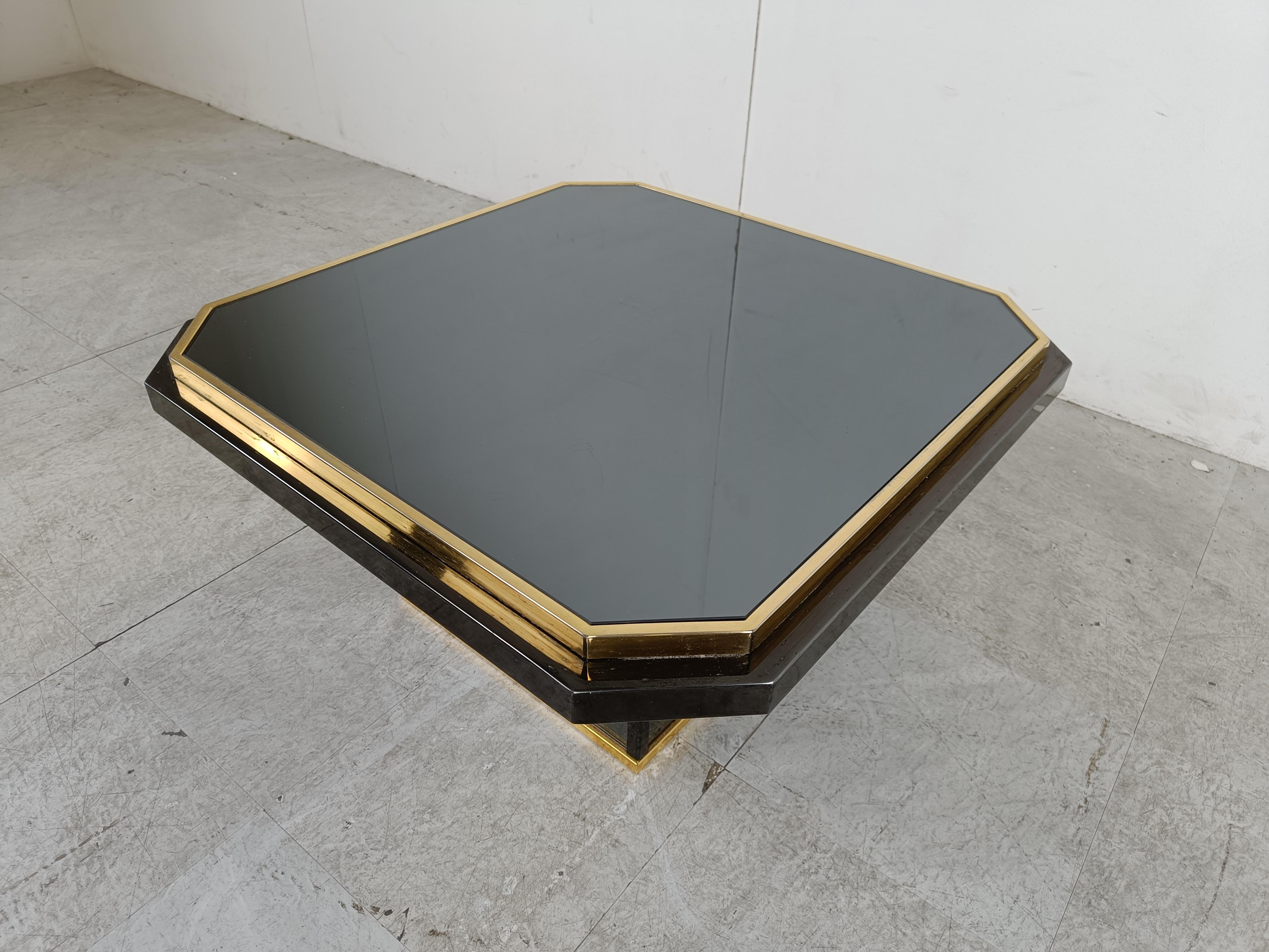Vintage black and brass coffee table, 1970s For Sale 4