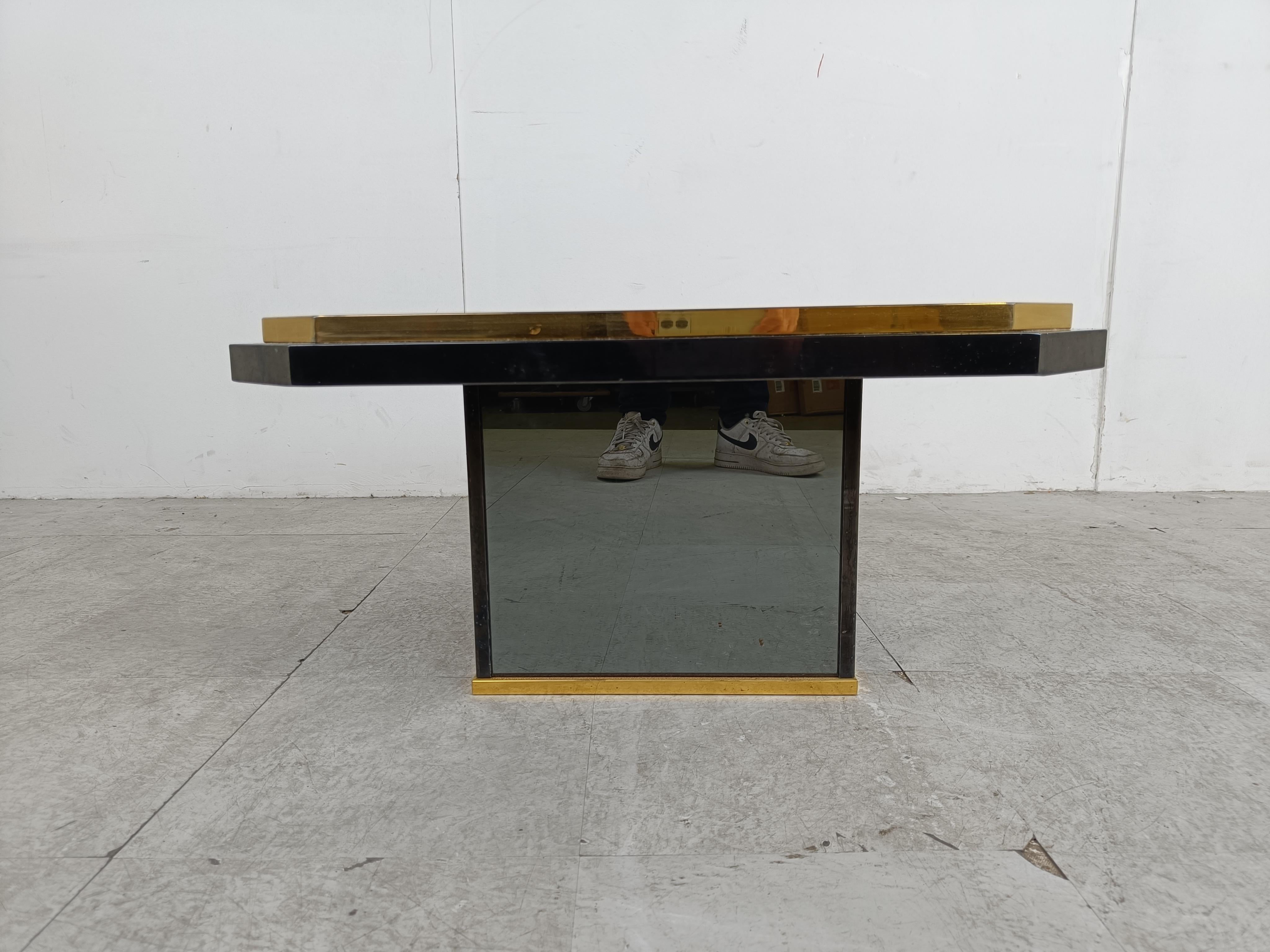 Vintage black and brass coffee table, 1970s In Excellent Condition For Sale In HEVERLEE, BE