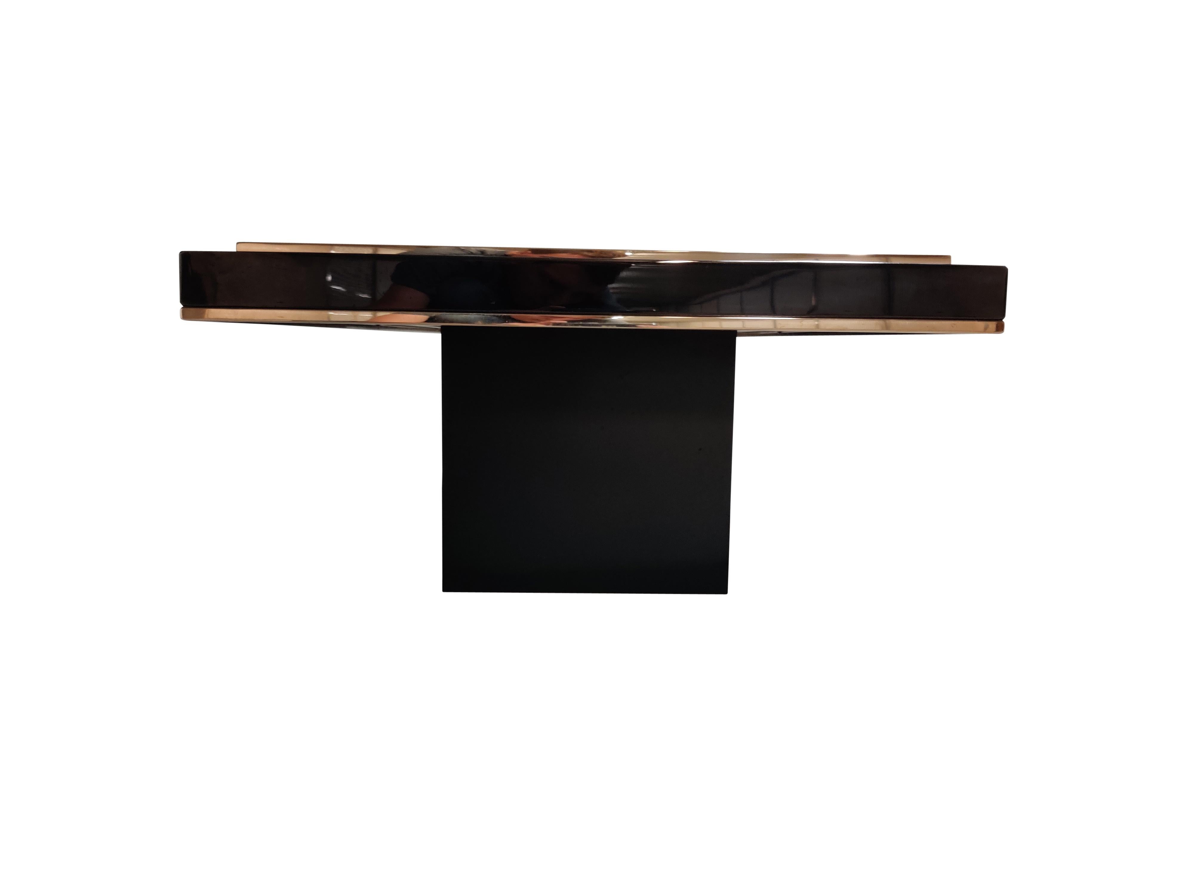 Late 20th Century Vintage Black and Brass Coffee Table, 1970s