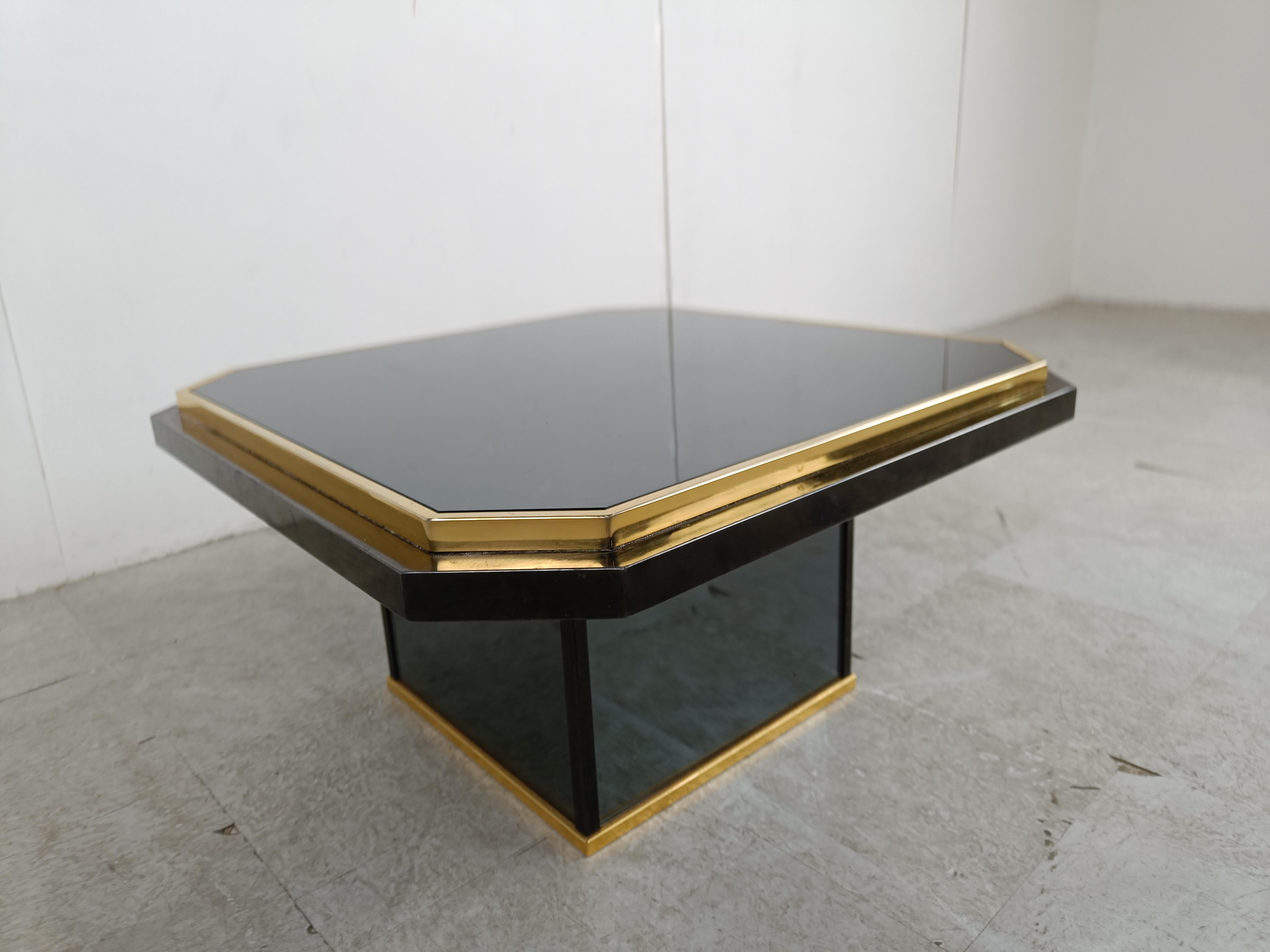Vintage black and brass coffee table, 1970s For Sale 1