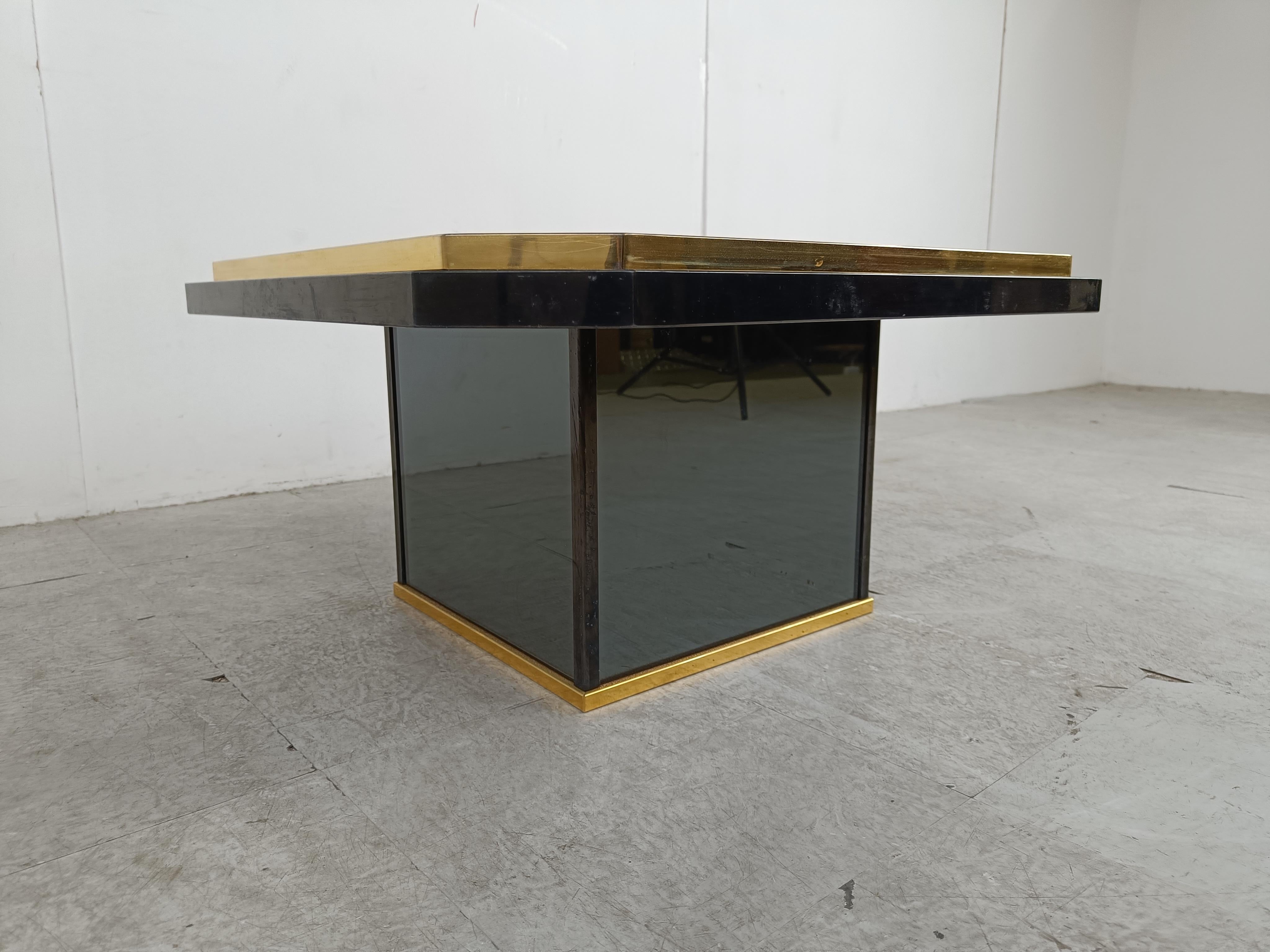 Vintage black and brass coffee table, 1970s For Sale 2