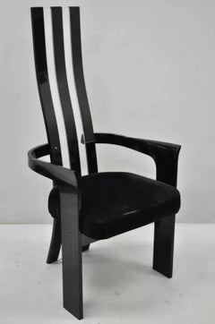 Vintage Black and Clear Lucite High Back Sculptural Dining Chairs - Set of 4