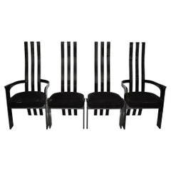 Vintage Black and Clear Lucite High Back Sculptural Dining Chairs - Set of 4