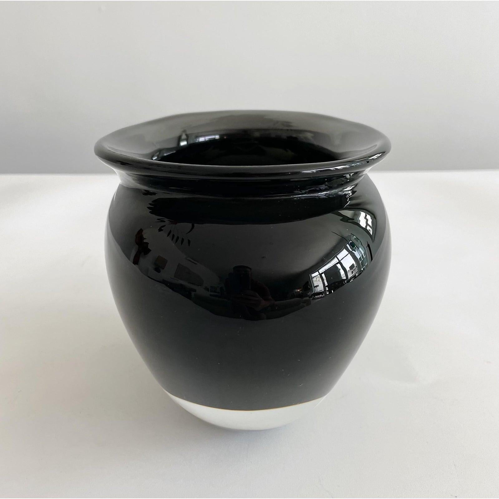 European Vintage Black and Clear Sommerso Vase by Antonio Da Ros for Cenedese
