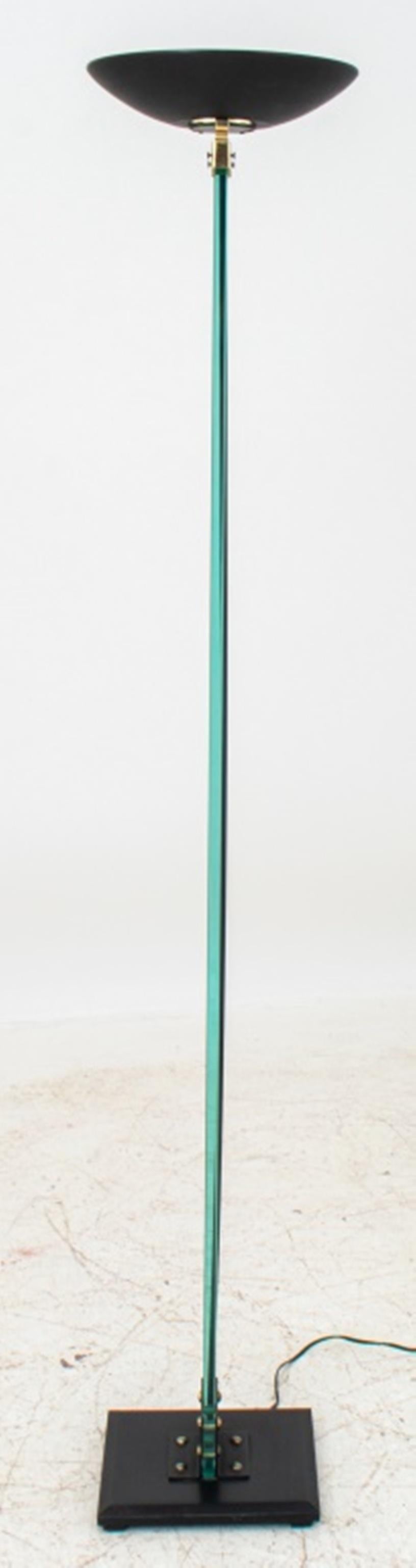 Vintage Black and Glass Halogen Floor Lamp For Sale at 1stDibs