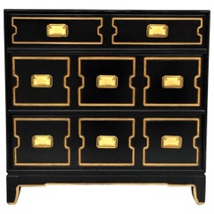 Vintage Black and Gold Dorothy Draper Style Chest