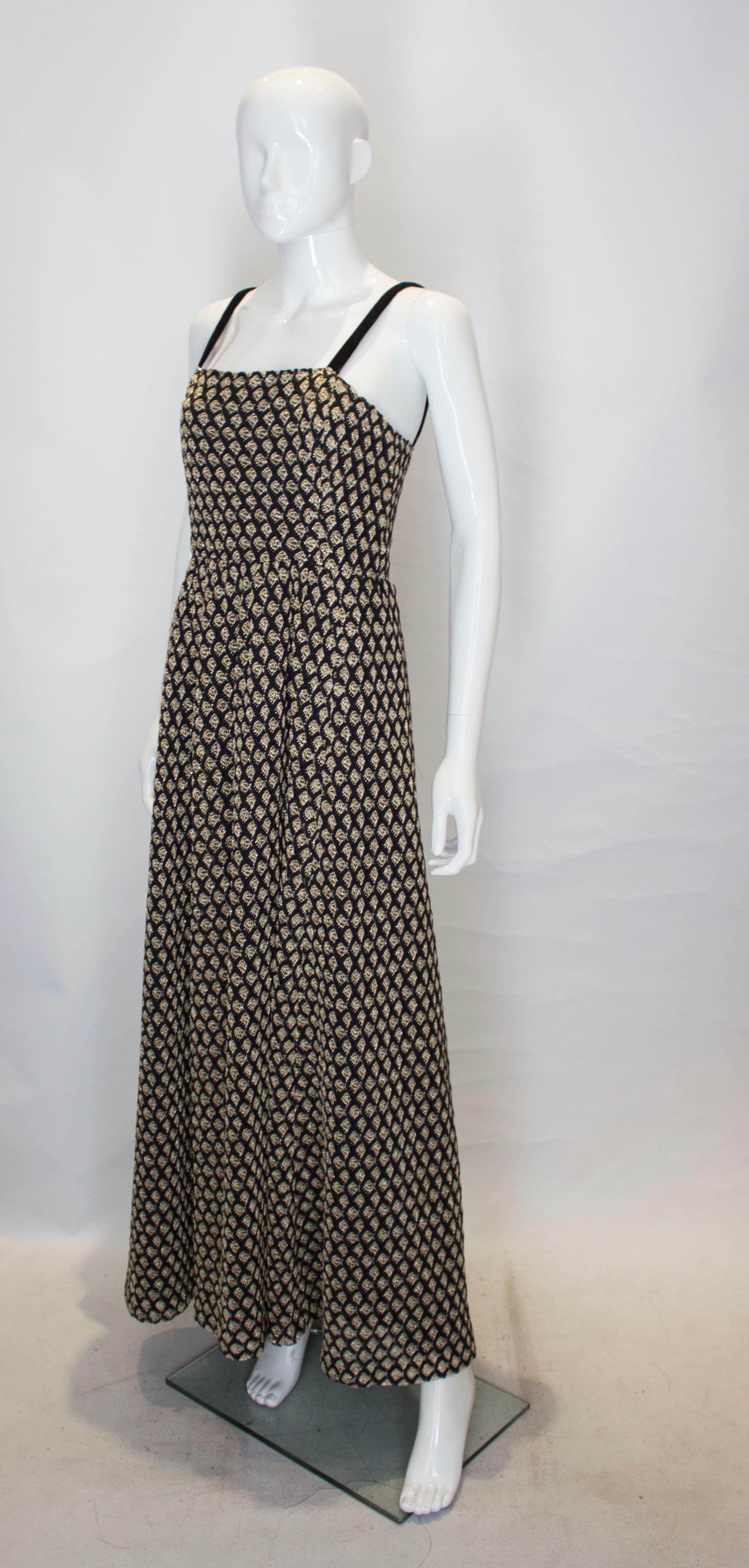 Vintage Black and Gold Dress In Good Condition For Sale In London, GB