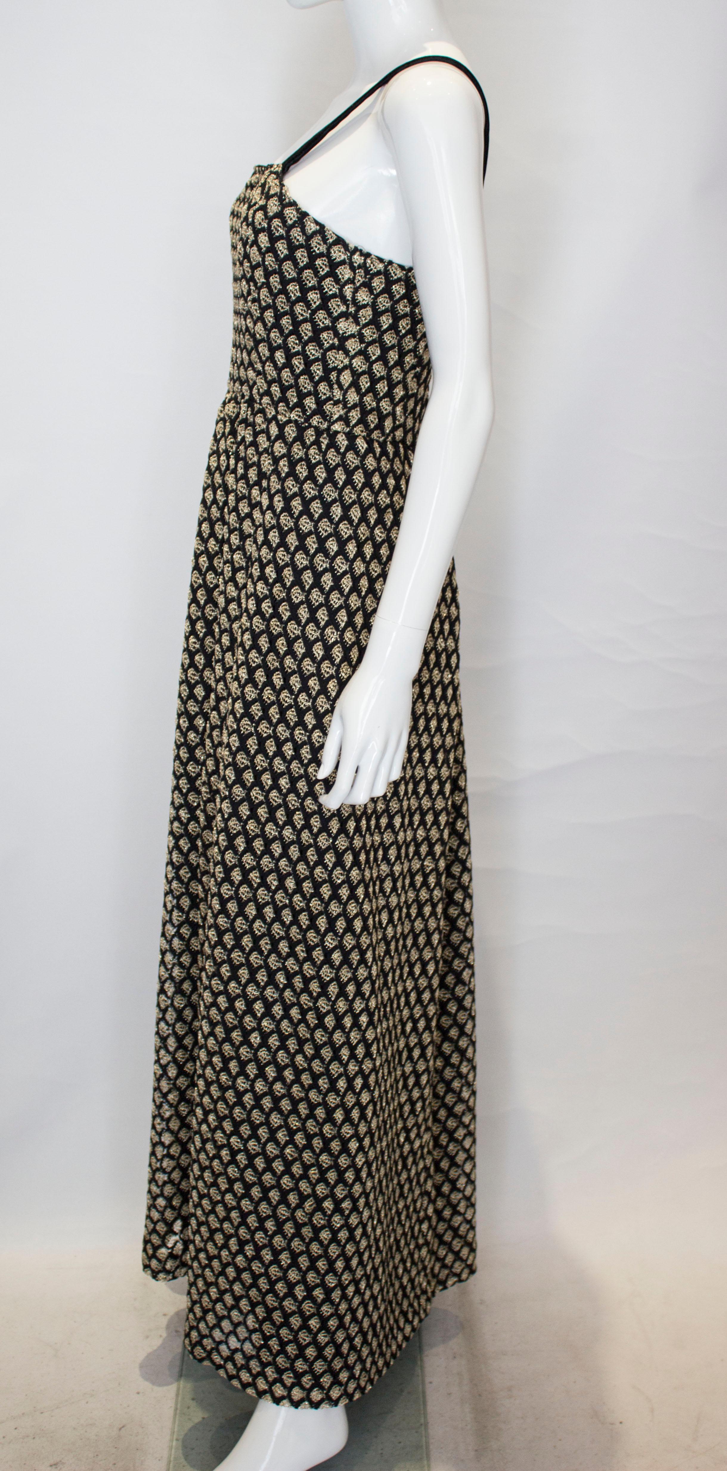 Vintage Black and Gold Dress For Sale 2