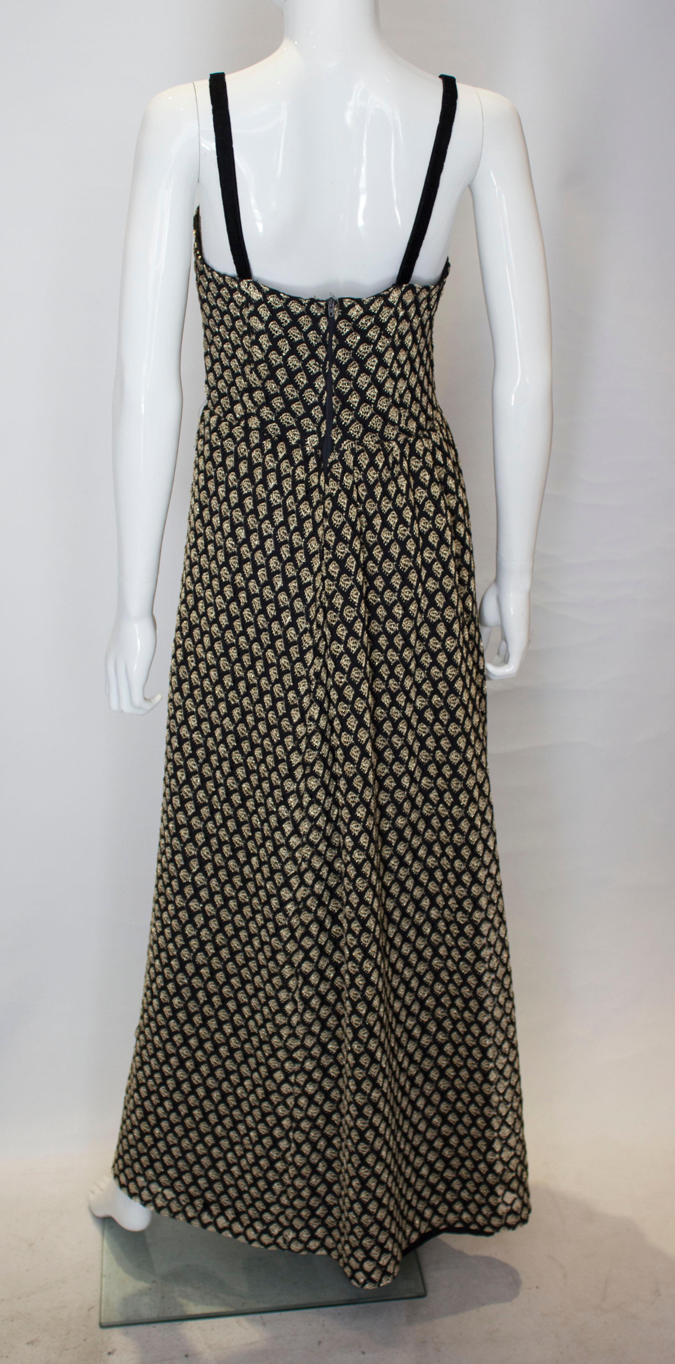 Vintage Black and Gold Dress For Sale 4