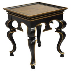 Vintage Black and Gold Italian Regency Style Burl Wood Low Side Table Drexel