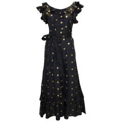 Vintage Black and Gold Taffeta Dress