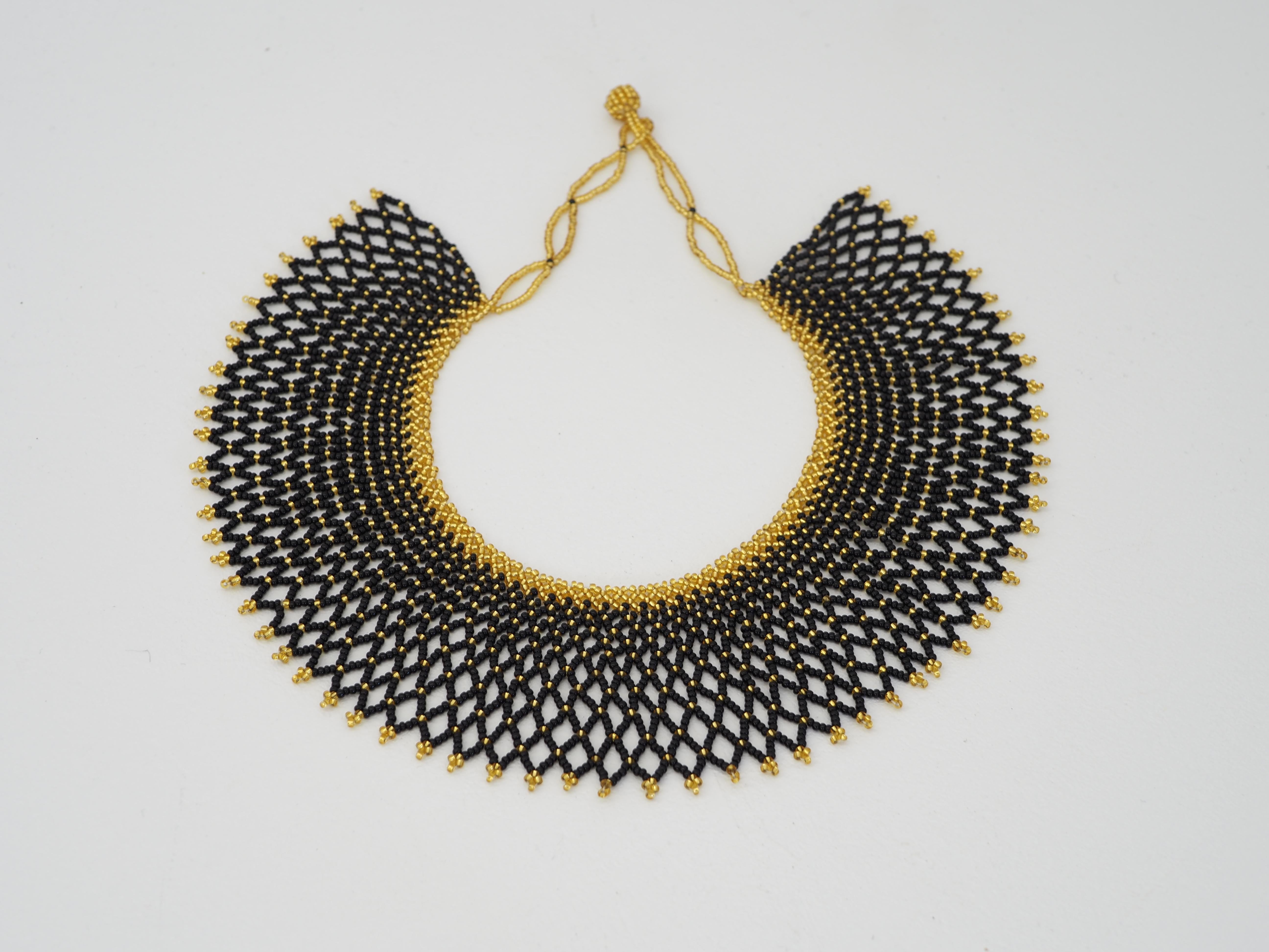antique black beads necklace
