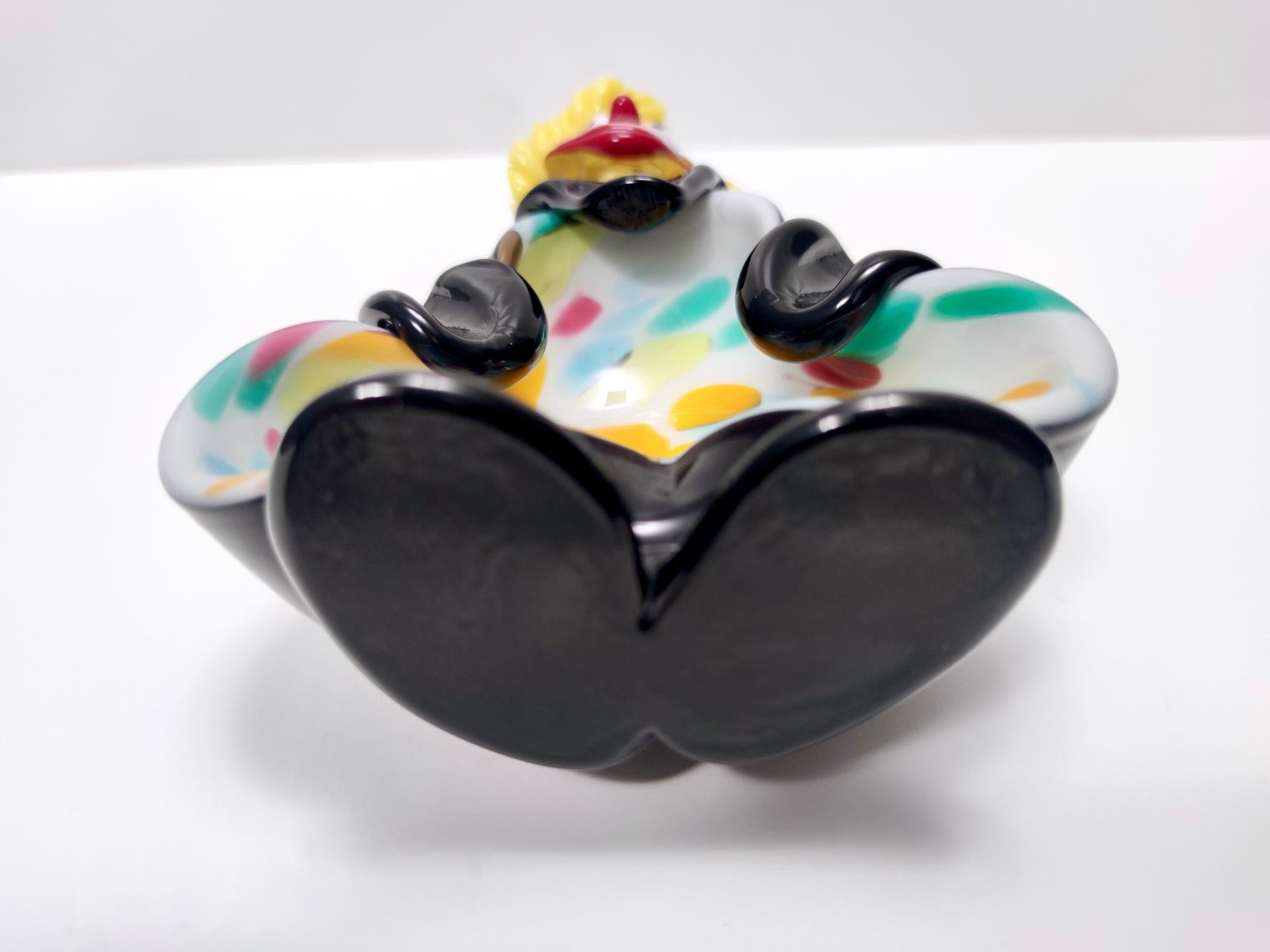 Vintage Black and Multicolored Murano Glass Clown Trinket Bowl / Ashtray, Italy For Sale 1