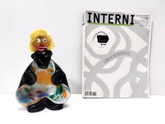 Vintage Black and Multicolored Murano Glass Clown Trinket Bowl / Ashtray, Italy