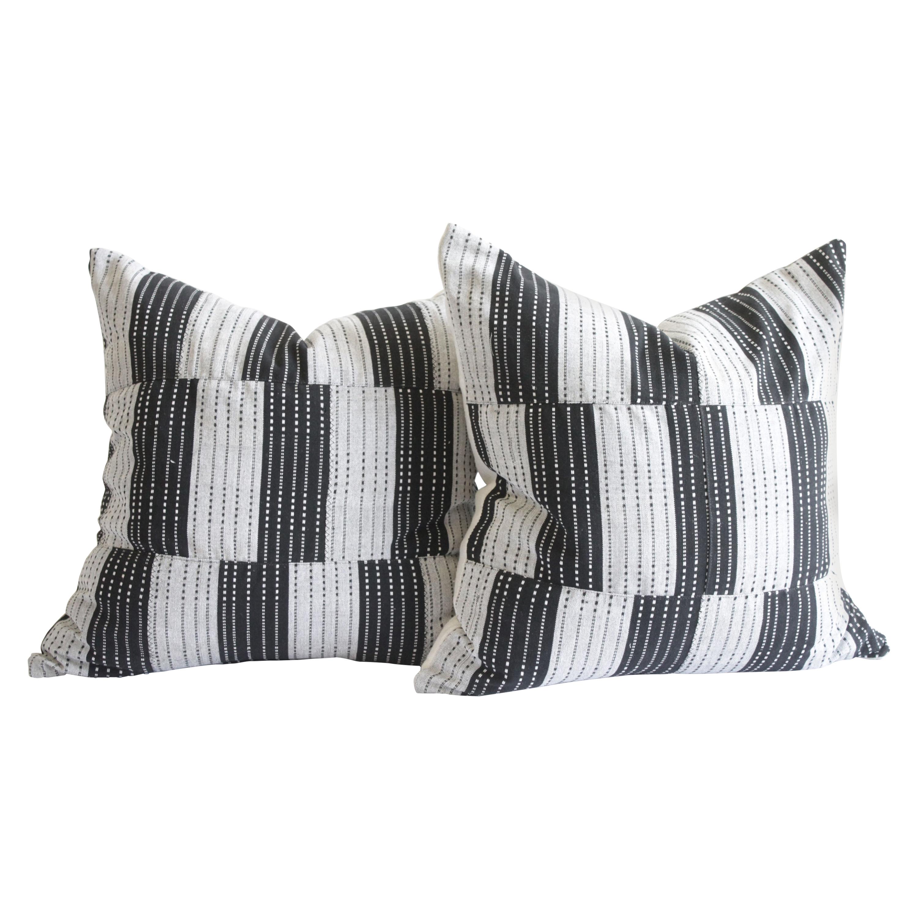 Vintage Black and Natural Color Block Pillows