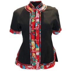 Retro Black and Print Chinese Style Jacket