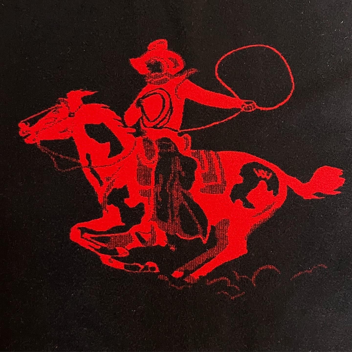 Vintage black and red reversible cowboy throw by Westland of Pendleton, 1950s In Good Condition In View Park, CA