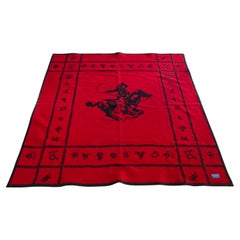 Vintage black and red reversible cowboy throw by Westland of Pendleton, 1950s