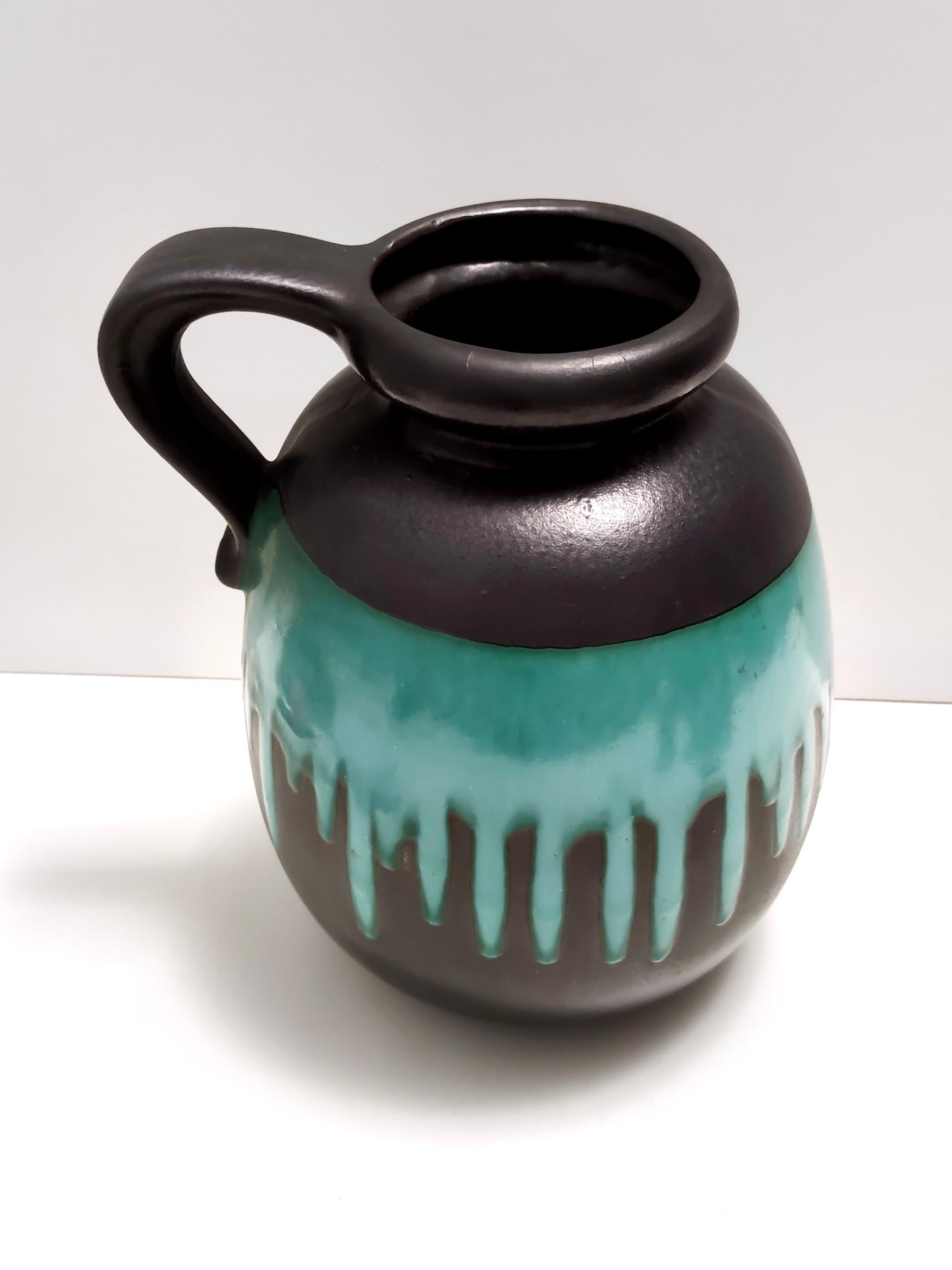 Céramique Vase Vintage noir et sarcelle en céramique Fat Lava Multi-Color 484-30 Scheurich WGP en vente