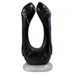 Sculpture abstraite vintage en marbre, en noir et blanc