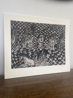 Vintage Black and White Abstract marker Graphic Art piece.