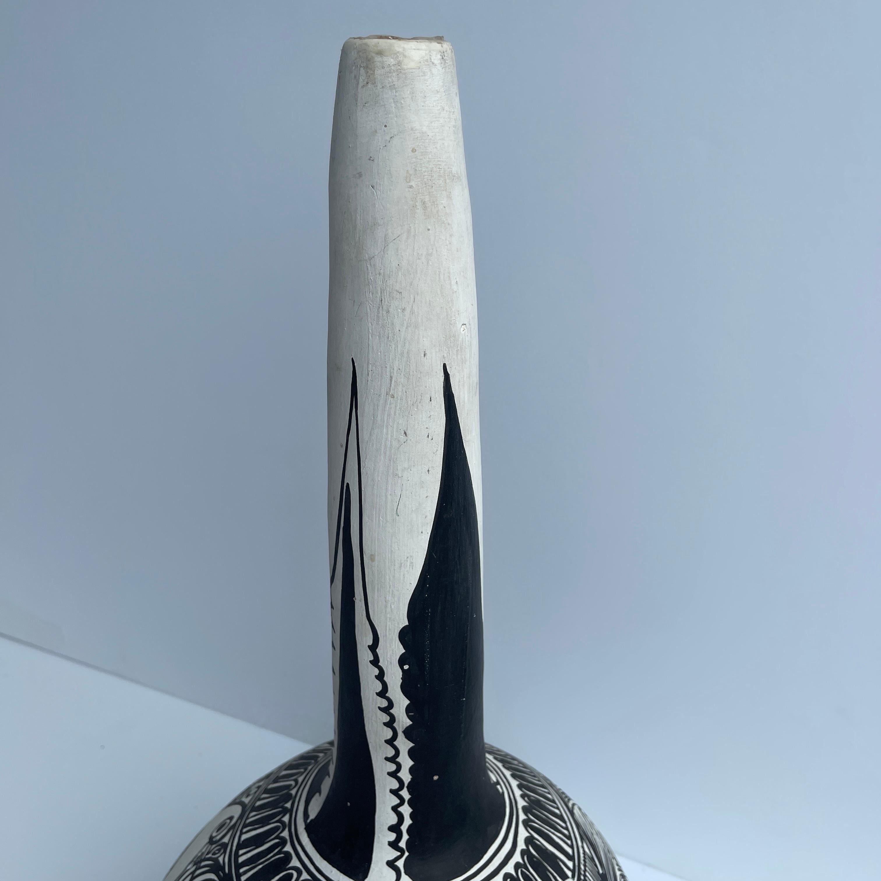 Vintage Black and White Ceramic Vase, Mid-Century Modern 4