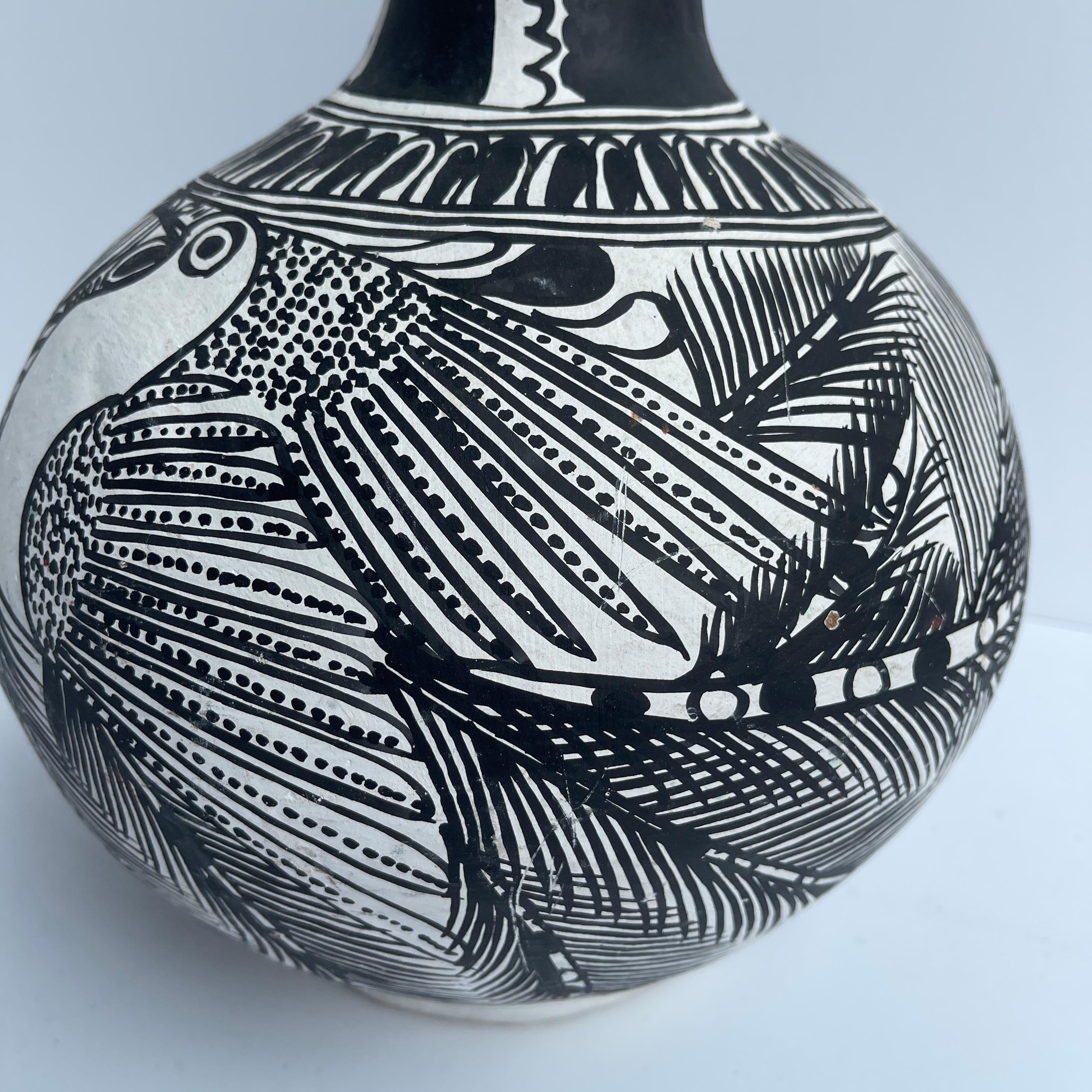 Vintage Black and White Ceramic Vase, Mid-Century Modern 5