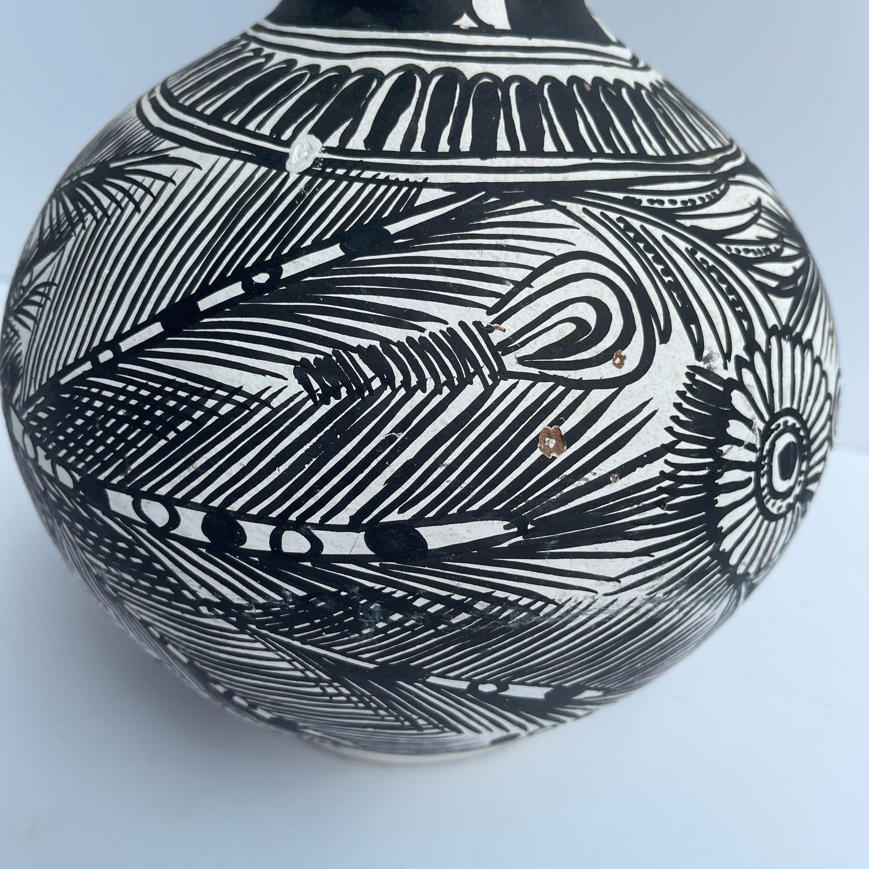 Vintage Black and White Ceramic Vase, Mid-Century Modern 6
