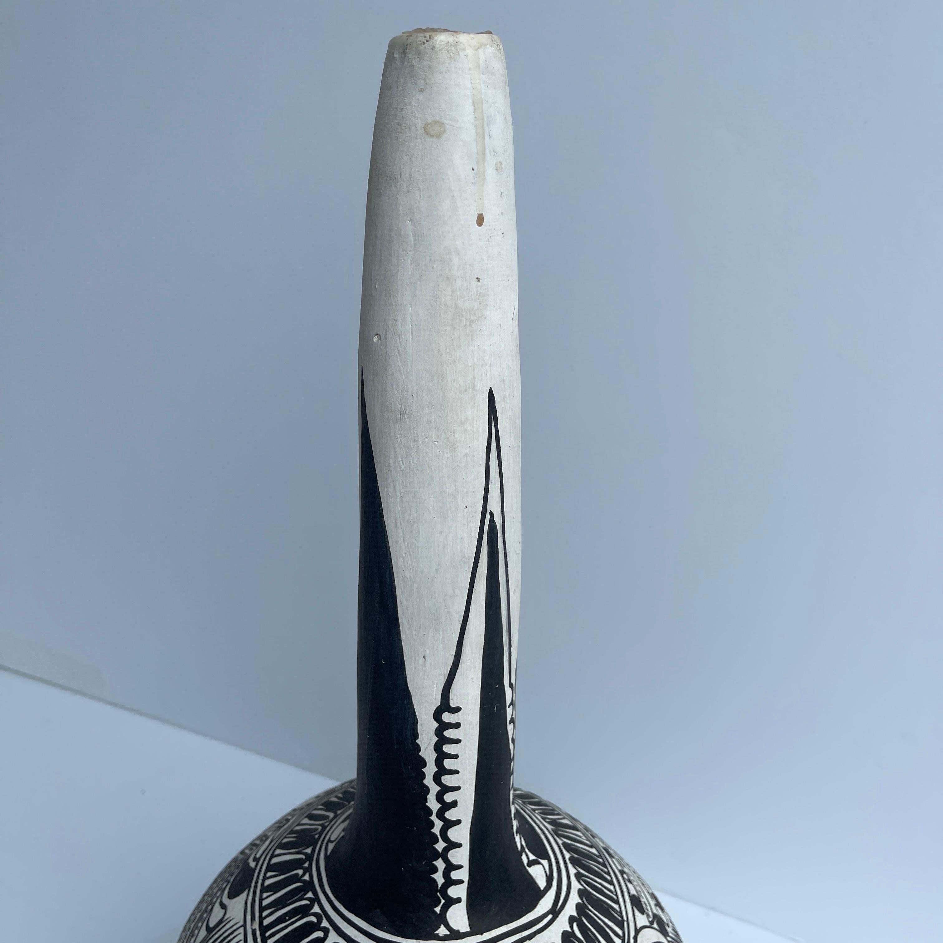 Vintage Black and White Ceramic Vase, Mid-Century Modern 7