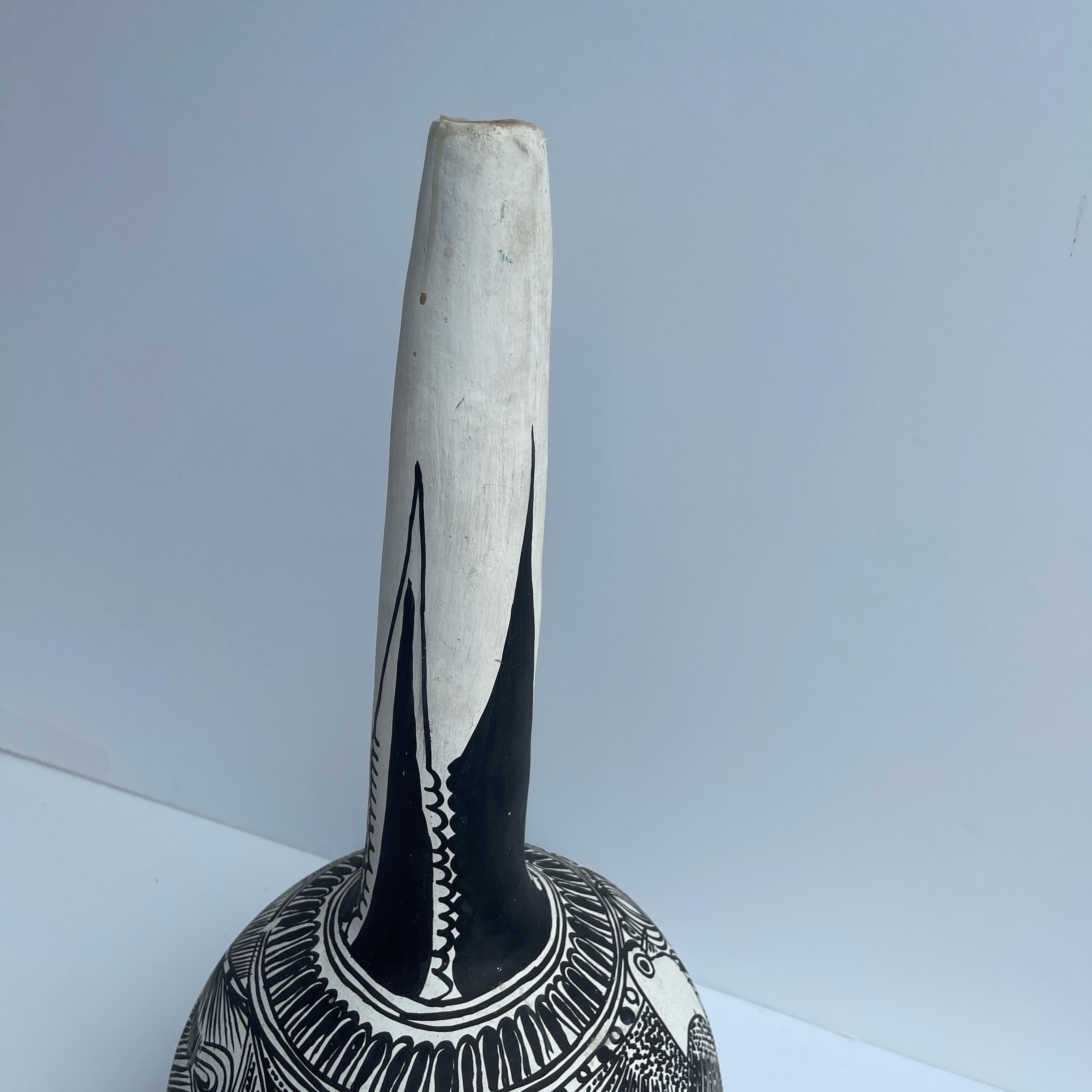 Vintage Black and White Ceramic Vase, Mid-Century Modern 10