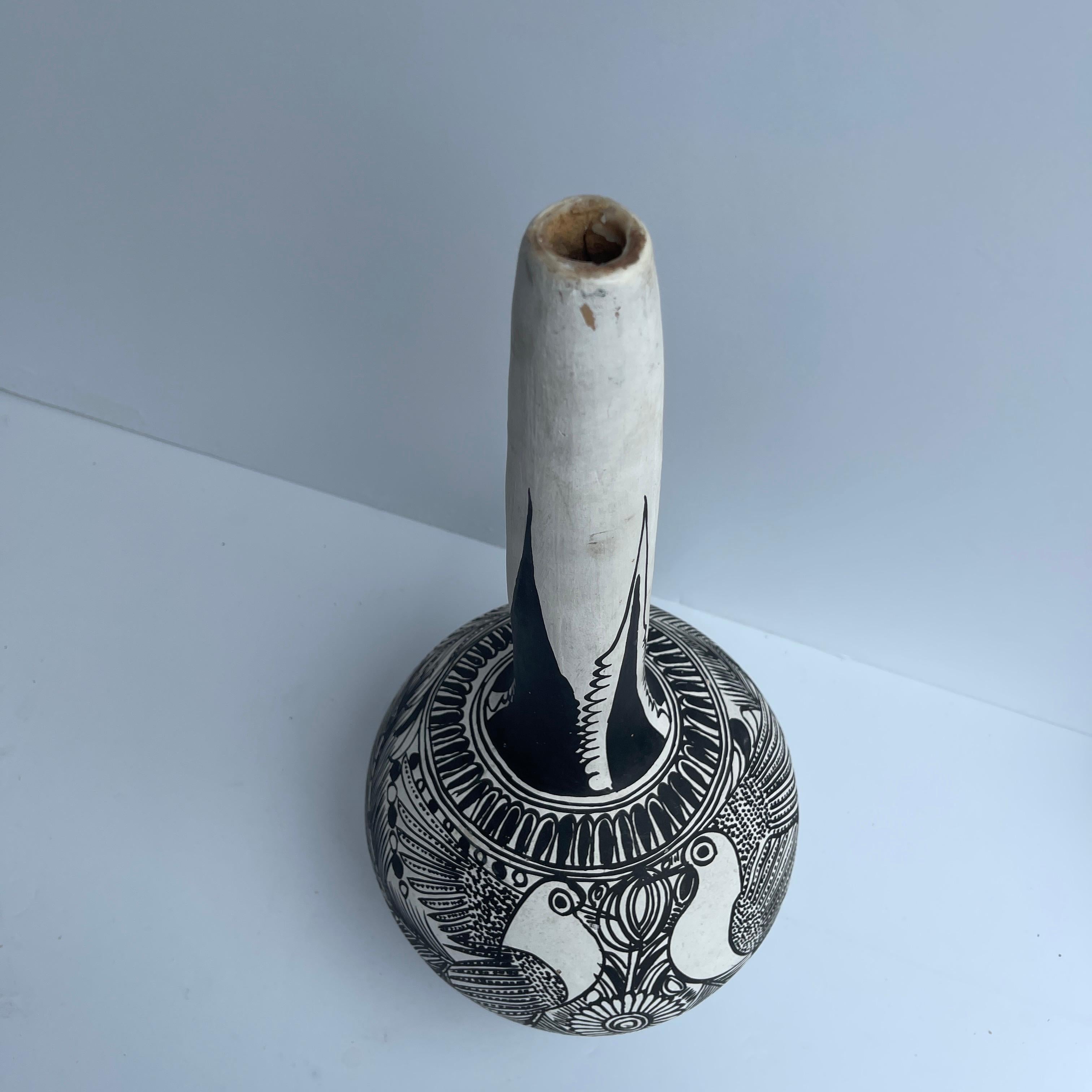 Vintage Black and White Ceramic Vase, Mid-Century Modern In Good Condition In Haddonfield, NJ