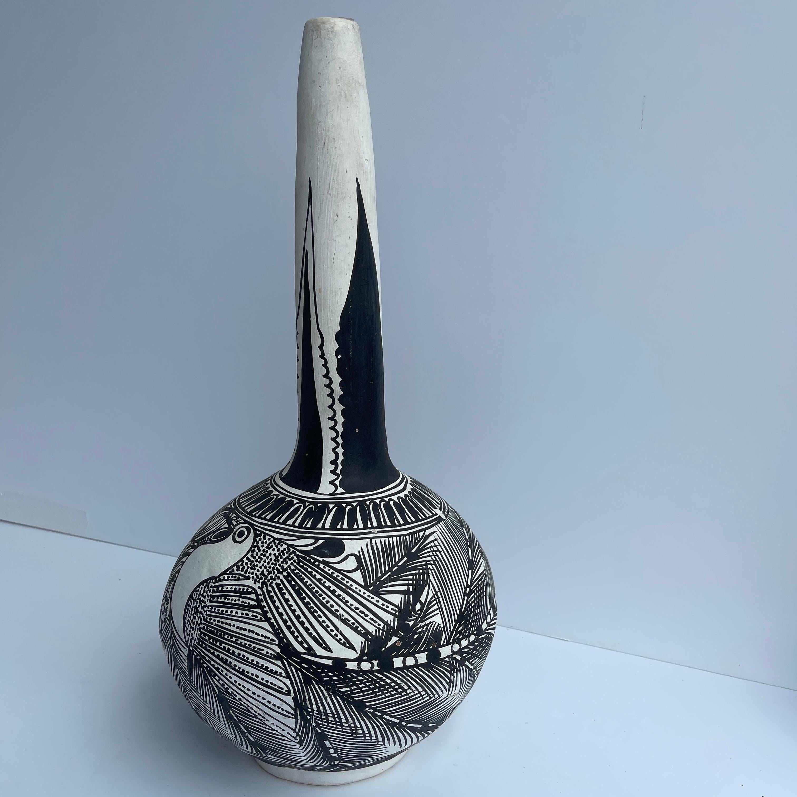 Vintage Black and White Ceramic Vase, Mid-Century Modern 3