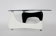 Vintage Black and White Coffee Table or Sofa Table Wood Glass, 1970s