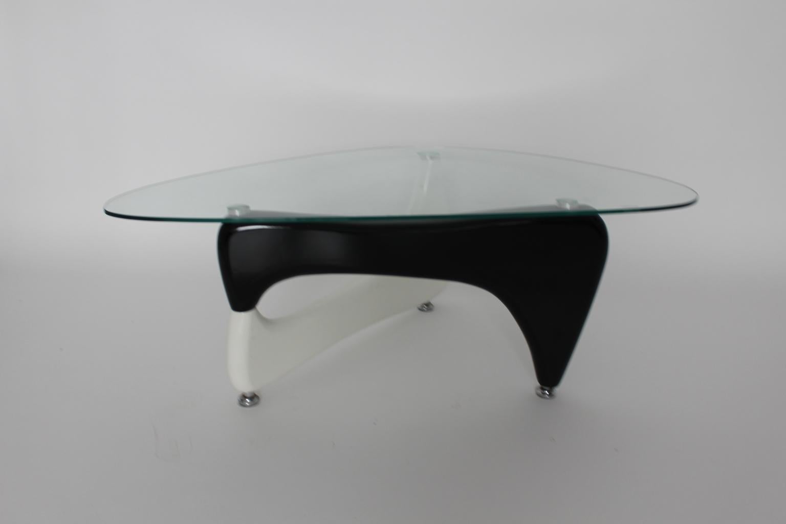 Vintage Black and White Coffee Table or Sofa Table Wood Glass, 1970s In Good Condition For Sale In Vienna, AT