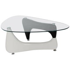 Retro Black and White Coffee Table or Sofa Table Wood Glass, 1970s